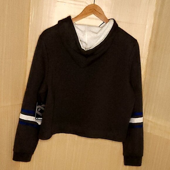 Colosseum New University Of Kansas Grey Blue Cropped Hooded Sweatshirt - Picture 2 of 8